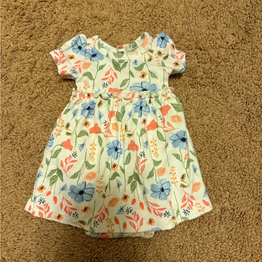 Carter's Floral Print One Piece - Blue and Orange